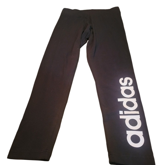adidas Pants - Adidas Black Leggings with White Logo Print S